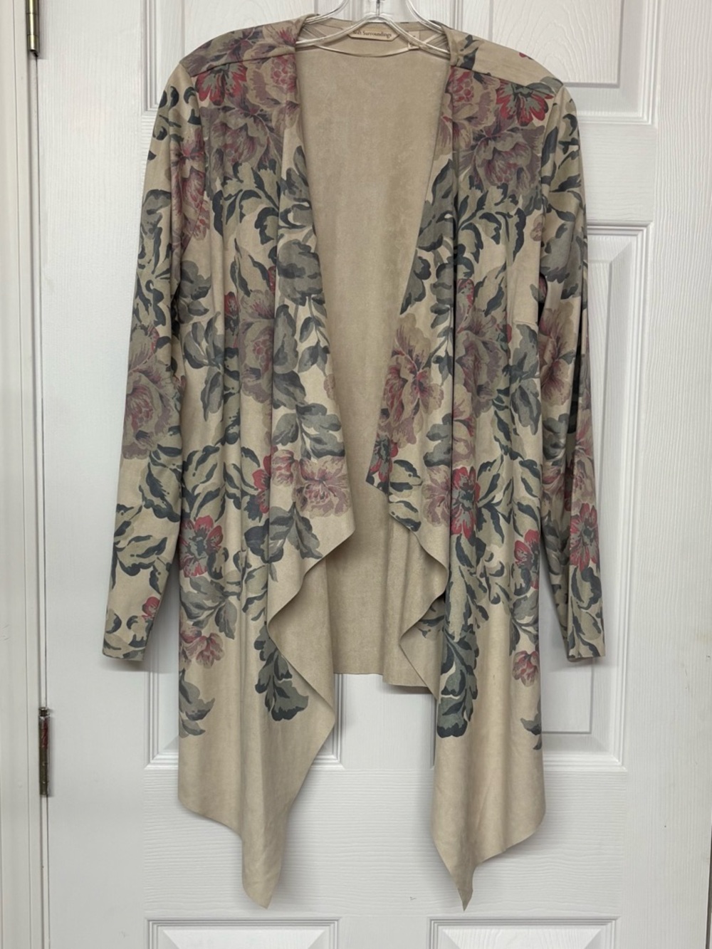 Soft Surroundings Brushed Fabric Floral Open Cardigan SOFT Sz M